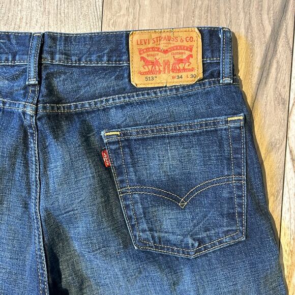 Levi’s dark wash 513 jeans W34 L30 men’s denim straight leg relaxed - Picture 5 of 8